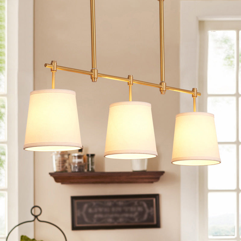 Fabric Empire Shade Suspension Lighting Modern 3 Bulbs Gold Island Chandelier Light Clearhalo 'Ceiling Lights' 'Island Lights' Lighting' 2063666
