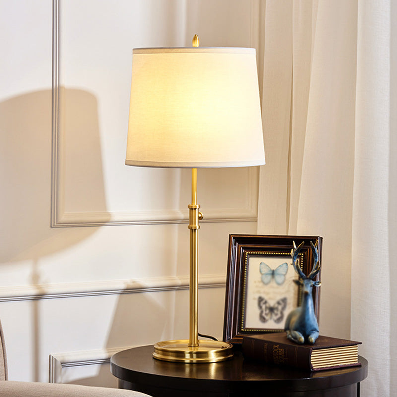 Fabric Barrel Shaded Table Lamp Modern Nightstand Lighting in Gold for Study Room Gold E Clearhalo 'Lamps' 'Table Lamps' Lighting' 2063725