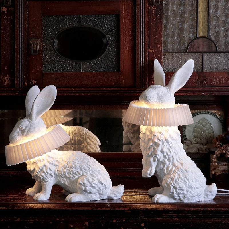Rabbit Shaped Bedside Table Lamp Resin Single Modern LED Nightstand Lighting in White Clearhalo 'Lamps' 'Table Lamps' Lighting' 2063752