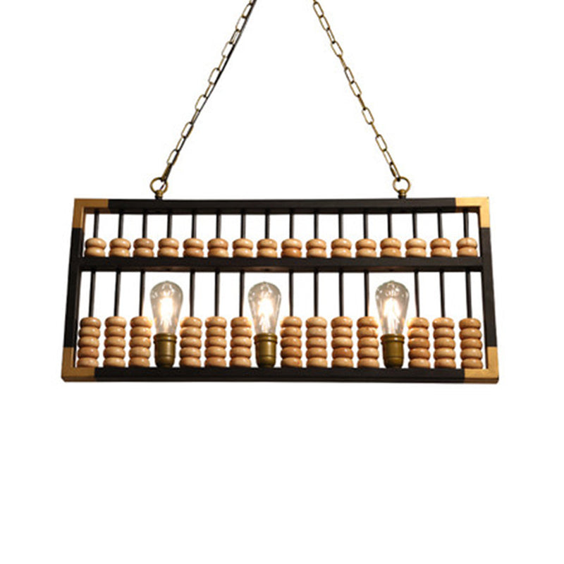 Art Decor Abacus Island Pendant Lighting Metallic 3 Heads Restaurant Ceiling Light Clearhalo 'Ceiling Lights' 'Island Lights' Lighting' 2063787