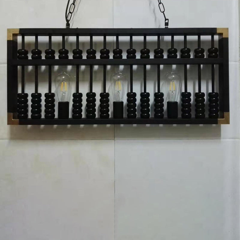 Art Decor Abacus Island Pendant Lighting Metallic 3 Heads Restaurant Ceiling Light Black Clearhalo 'Ceiling Lights' 'Island Lights' Lighting' 2063788