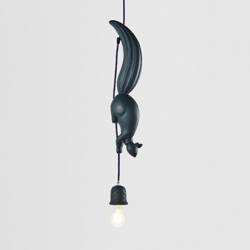 Resin Squirrel and Pinecone Ceiling Light Art Decor 1 Bulb Hanging Lamp for Dining Room Blue Clearhalo 'Ceiling Lights' 'Pendant Lights' 'Pendants' Lighting' 2063796_c1fce2ce-e8c8-4211-bfa3-3b4c5c98d50a