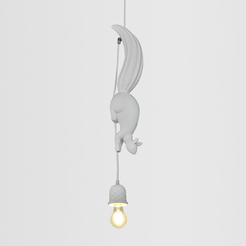 Resin Squirrel and Pinecone Ceiling Light Art Decor 1 Bulb Hanging Lamp for Dining Room White Clearhalo 'Ceiling Lights' 'Pendant Lights' 'Pendants' Lighting' 2063798_b78e737d-2a38-4cdc-a158-67735a22b22d