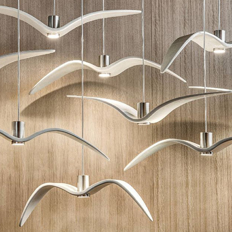 Resin Seagull Suspension Lighting Artistic Single-Bulb Pendant Ceiling Light for Restaurant Clearhalo 'Ceiling Lights' 'Pendant Lights' 'Pendants' Lighting' 2063861