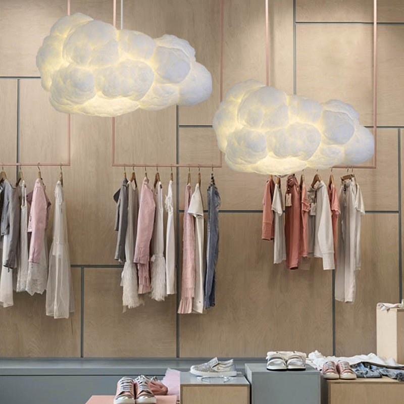 Cloud Plastic Chandelier Pendant Light Modern 2 Heads White Hanging Light for Bedroom Clearhalo 'Ceiling Lights' 'Chandeliers' Lighting' options 2063874