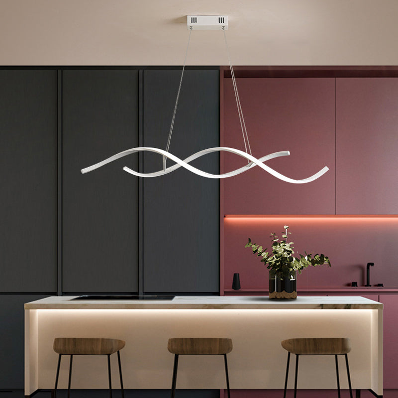 Twisted Line Dining Room LED Hanging Light Aluminium Simplicity Island Chandelier Light Clearhalo 'Ceiling Lights' 'Island Lights' Lighting' 2064151