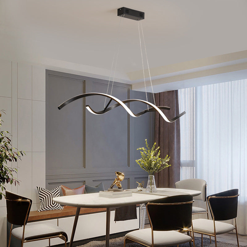 Twisted Line Dining Room LED Hanging Light Aluminium Simplicity Island Chandelier Light Clearhalo 'Ceiling Lights' 'Island Lights' Lighting' 2064154