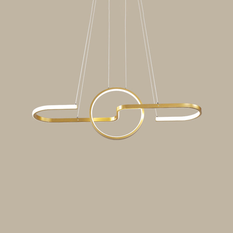 Ring and Curve Dining Room Island Pendant Light Metal Simplicity LED Ceiling Light Clearhalo 'Ceiling Lights' 'Island Lights' Lighting' 2064180