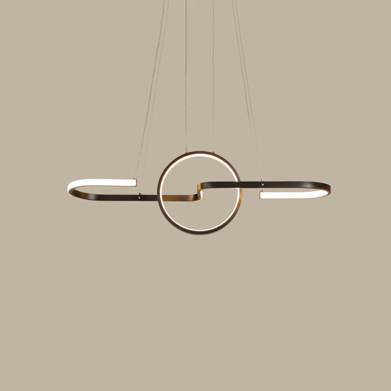 Ring and Curve Dining Room Island Pendant Light Metal Simplicity LED Ceiling Light Clearhalo 'Ceiling Lights' 'Island Lights' Lighting' 2064182