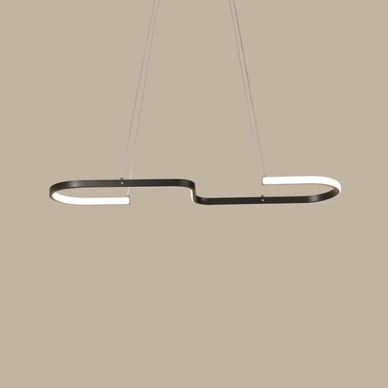 Ring and Curve Dining Room Island Pendant Light Metal Simplicity LED Ceiling Light Black B Clearhalo 'Ceiling Lights' 'Island Lights' Lighting' 2064185