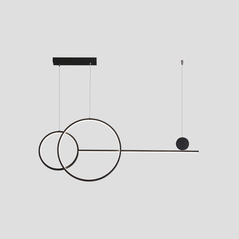 Ring and Linear LED Hanging Lamp Simplicity Metal Dining Room Island Chandelier Light Clearhalo 'Ceiling Lights' 'Island Lights' Lighting' 2064251