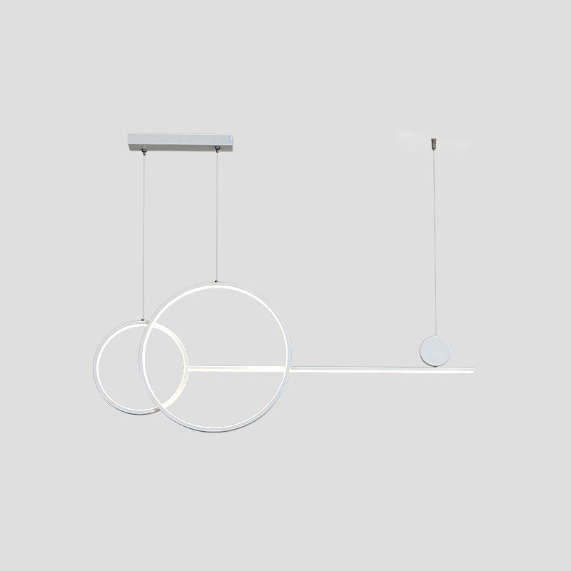 Ring and Linear LED Hanging Lamp Simplicity Metal Dining Room Island Chandelier Light Clearhalo 'Ceiling Lights' 'Island Lights' Lighting' 2064253