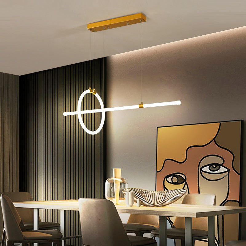 Ring and Tube Dining Room LED Hanging Lamp Acrylic Simplicity Island Chandelier Light in Gold Gold Clearhalo 'Ceiling Lights' 'Island Lights' Lighting' 2064254