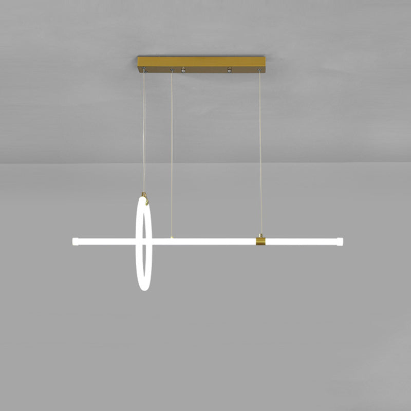 Ring and Tube Dining Room LED Hanging Lamp Acrylic Simplicity Island Chandelier Light in Gold Clearhalo 'Ceiling Lights' 'Island Lights' Lighting' 2064260
