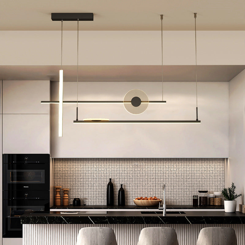 Artistic Bar Shaped LED Hanging Light Fixture Acrylic Dining Room Island Chandelier Light Clearhalo 'Ceiling Lights' 'Island Lights' Lighting' 2064266