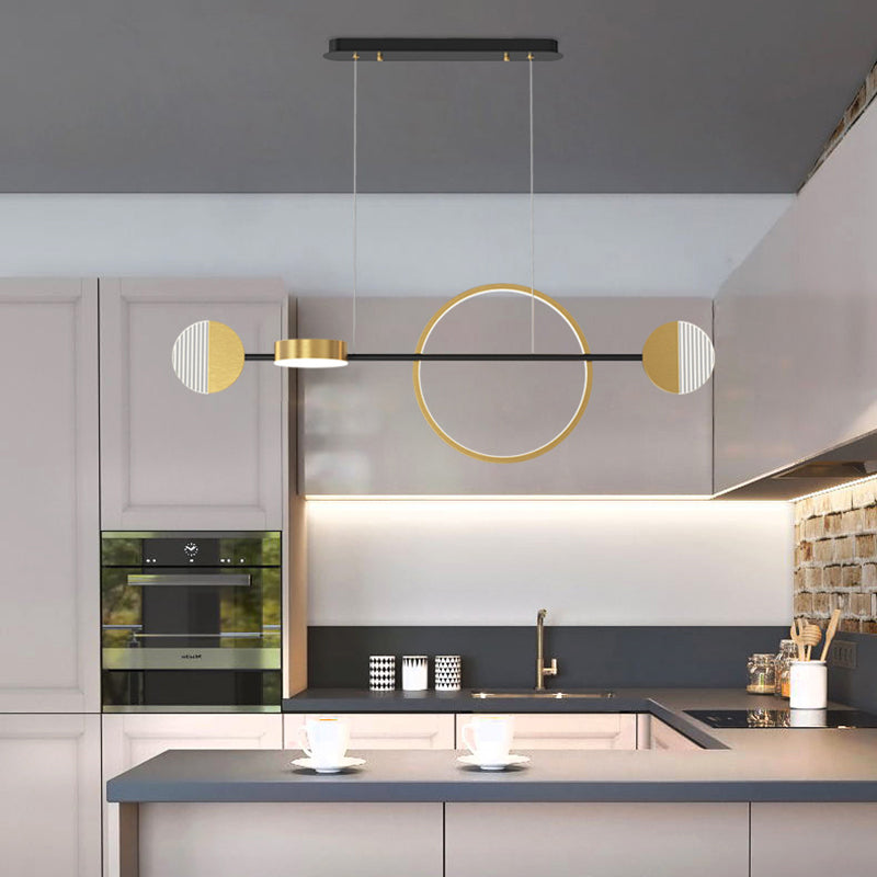 Circle Metal Island Pendant Light Contemporary Gold LED Ceiling Light for Dining Room 4 Gold Clearhalo 'Ceiling Lights' 'Island Lights' Lighting' 2064277