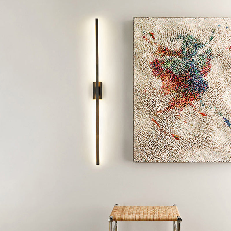 Linear Shaped Metal LED Wall Lighting Contemporary Black Sconce Light Fixture for Corridor Clearhalo 'Cast Iron' 'Glass' 'Industrial' 'Modern wall lights' 'Modern' 'Tiffany' 'Traditional wall lights' 'Wall Lamps & Sconces' 'Wall Lights' Lighting' 2064367