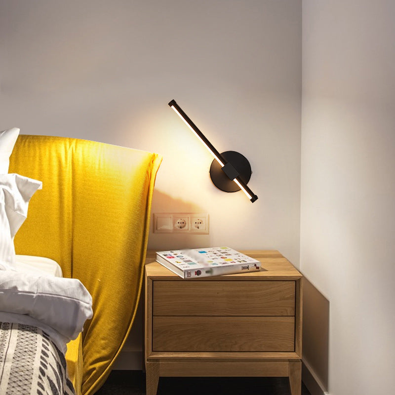 Simplicity Stick Shaped LED Wall Lighting Acrylic Living Room Sconce Light Fixture Black A Clearhalo 'Cast Iron' 'Glass' 'Industrial' 'Modern wall lights' 'Modern' 'Tiffany' 'Traditional wall lights' 'Wall Lamps & Sconces' 'Wall Lights' Lighting' 2064376