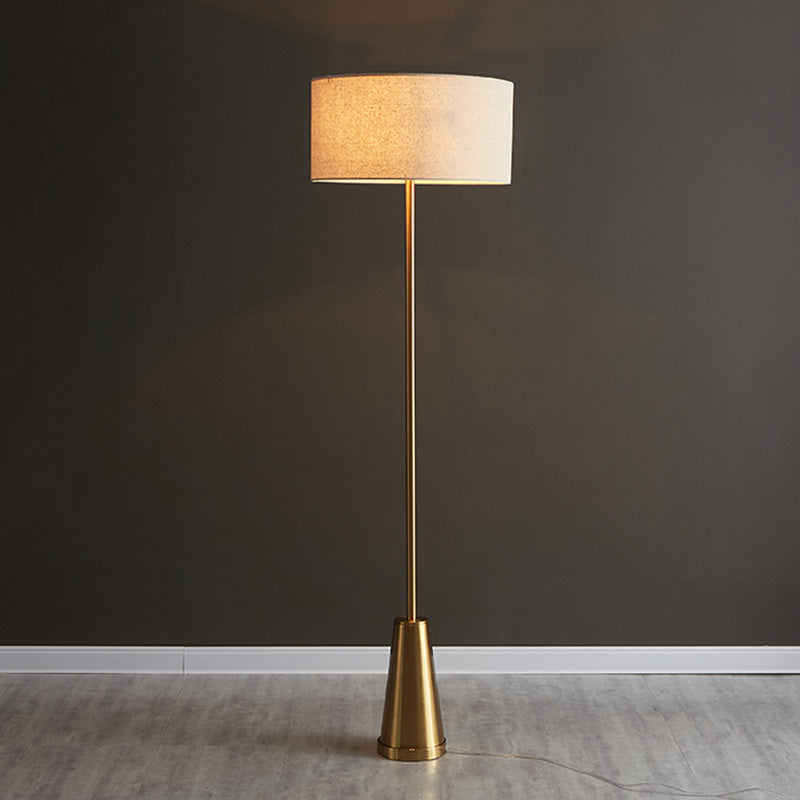 1-Light Floor Lighting Simplicity Drum Shaped Fabric Standing Lamp for Living Room Gold B Clearhalo 'Floor Lamps' 'Lamps' Lighting' 2064626