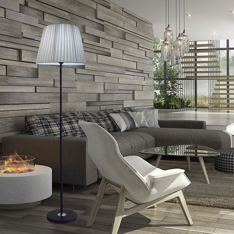 Minimalism Gathered Empire Shade Floor Lighting Fabric Standing Floor Lamp for Living Room Grey Clearhalo 'Floor Lamps' 'Lamps' Lighting' 2064684