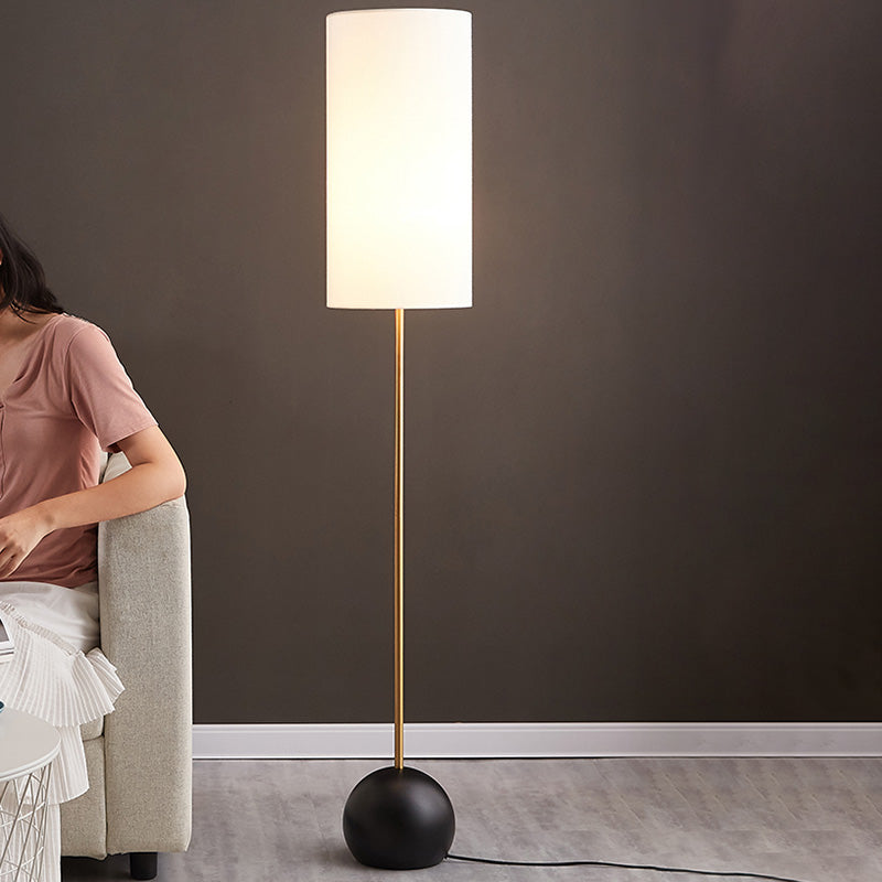 Single-Bulb Floor Light Simplicity Cylinder Shaped Fabric Standing Lamp for Living Room Clearhalo 'Floor Lamps' 'Lamps' Lighting' 2064690