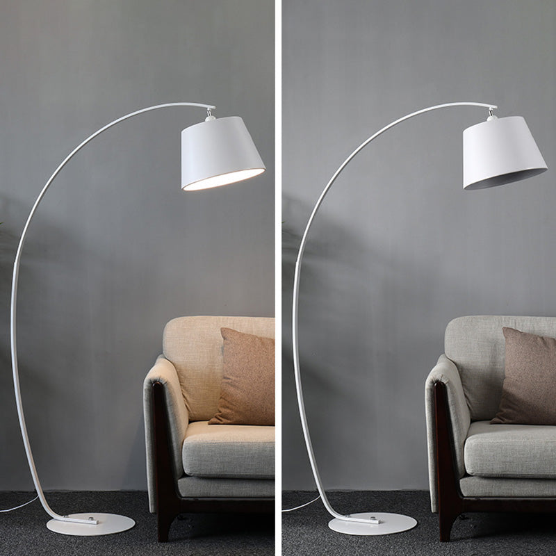 1 Head Floor Lamp Traditional Empire Shade Fabric Standing Light with Arc Arm for Living Room Clearhalo 'Floor Lamps' 'Lamps' Lighting' 2064770