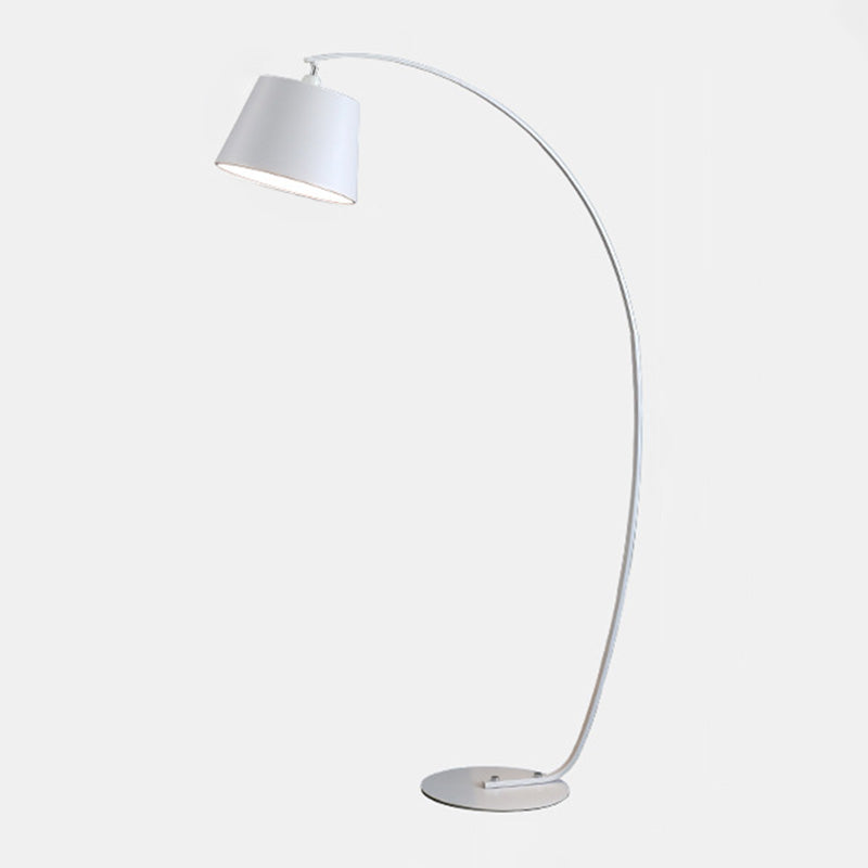 1 Head Floor Lamp Traditional Empire Shade Fabric Standing Light with Arc Arm for Living Room Clearhalo 'Floor Lamps' 'Lamps' Lighting' 2064771
