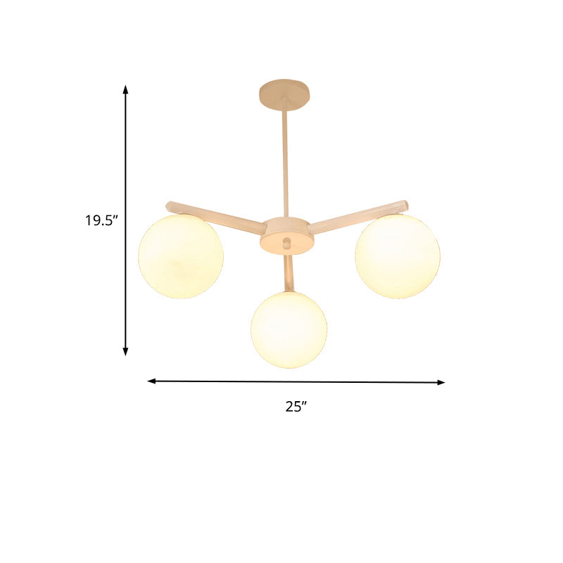 3/6/8 Light Globe Chandelier Traditional White Glass Pendant Light Fixture for Dining Room Clearhalo 'Ceiling Lights' 'Chandeliers' 'Glass shade' 'Glass' Lighting' 206629