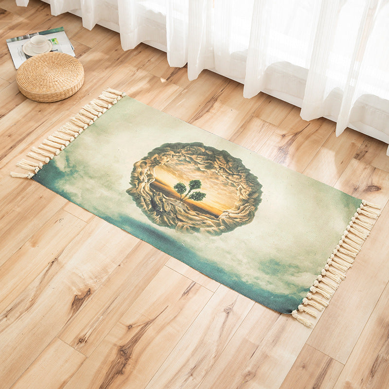 Vivid Plant Knit Rug Multi Colored Modern Rug Synthetics Pet Friendly Carpet for Guest Room Beige 2' x 3'7" Clearhalo 'Area Rug' 'Bohemian' 'Rugs' Rug' 2070211
