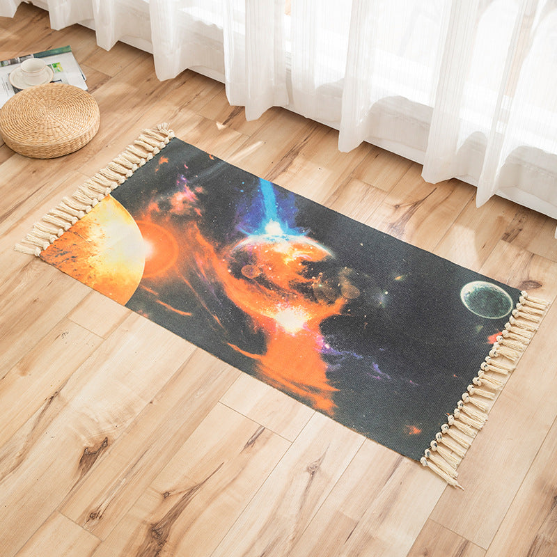 Vivid Plant Knit Rug Multi Colored Modern Rug Synthetics Pet Friendly Carpet for Guest Room Black-Orange 2' x 3'7" Clearhalo 'Area Rug' 'Bohemian' 'Rugs' Rug' 2070212