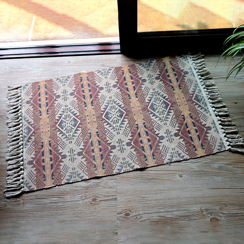 Boho Geometric Indoor Rug Multi Color Cotton Rug Machine Washable Area Carpet for Living Room Red-Yellow Clearhalo 'Area Rug' 'Bohemian' 'Rugs' Rug' 2070258