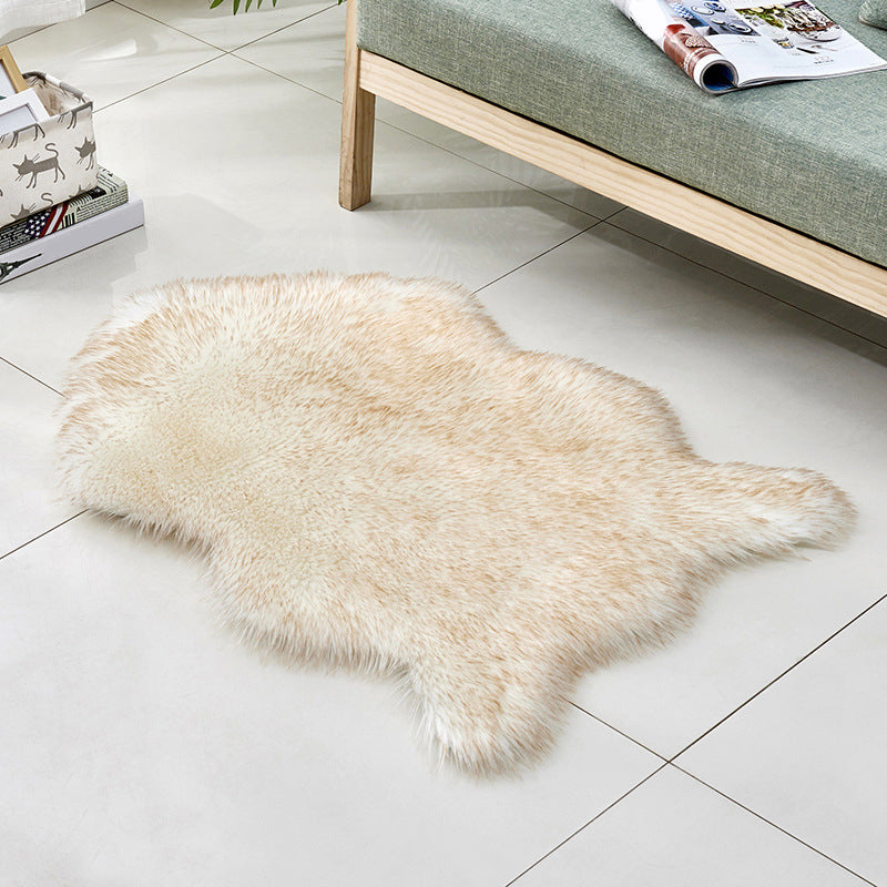 Multicolor Solid Foot Rug Artificial Wool Comfort Rug Pet Friendly Anti-Slip Backing Stain Resistant Carpet for Bedroom White-Yellow Clearhalo 'Area Rug' 'Casual' 'Rugs' Rug' 2070374