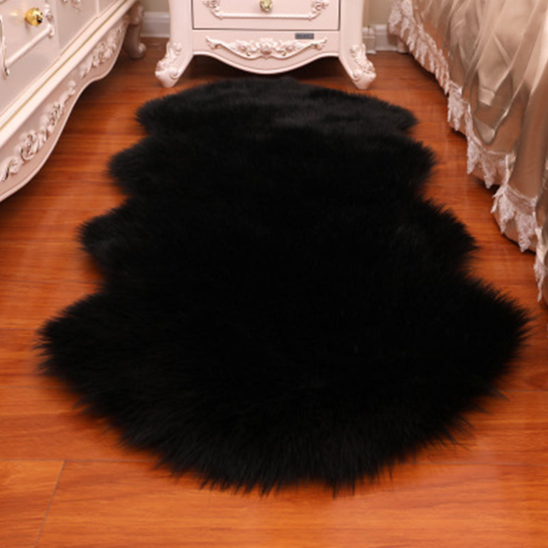 Modern Bedroom Area Rug Multicolored Plain Carpet Faux Wool Non-Slip Pet Friendly Machine Washable Rug Black Clearhalo 'Area Rug' 'Casual' 'Rugs' Rug' 2070420