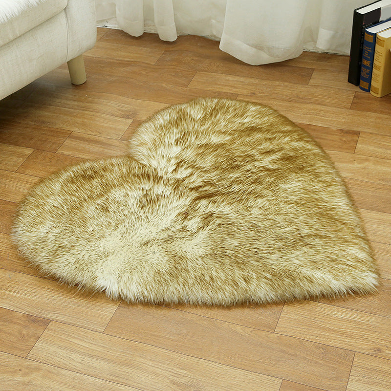 Loving Heart Shaped Plain Rug Multi-Color Comfort Rug Wool Stain Resistant Non-Slip Pet Friendly Carpet for Girls Room Coffee-White 2'4" x 2'11" Clearhalo 'Area Rug' 'Casual' 'Rugs' Rug' 2070428