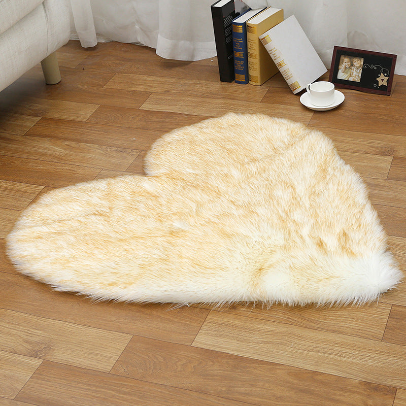 Loving Heart Shaped Plain Rug Multi-Color Comfort Rug Wool Stain Resistant Non-Slip Pet Friendly Carpet for Girls Room White-Yellow 2'4" x 2'11" Clearhalo 'Area Rug' 'Casual' 'Rugs' Rug' 2070430