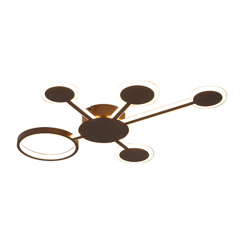 Acrylic Sputnik Flush Mount Modernist 4/5/6 Lights Coffee Led Flush Mount Light Fixture in White/Warm Light Clearhalo 'Ceiling Lights' 'Close To Ceiling Lights' 'Close to ceiling' 'Flush mount' Lighting' 207521