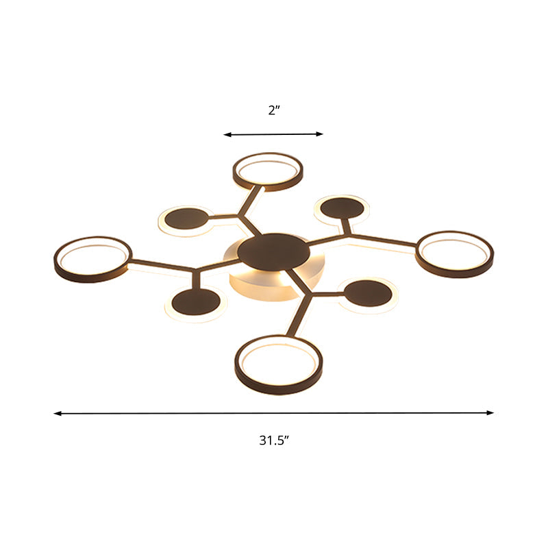 Modern Starburst Flush Lamp Acrylic 6/8/10 Lights Coffee Flush Mount Light in White/Warm Light Clearhalo 'Ceiling Lights' 'Close To Ceiling Lights' 'Close to ceiling' 'Flush mount' Lighting' 207550