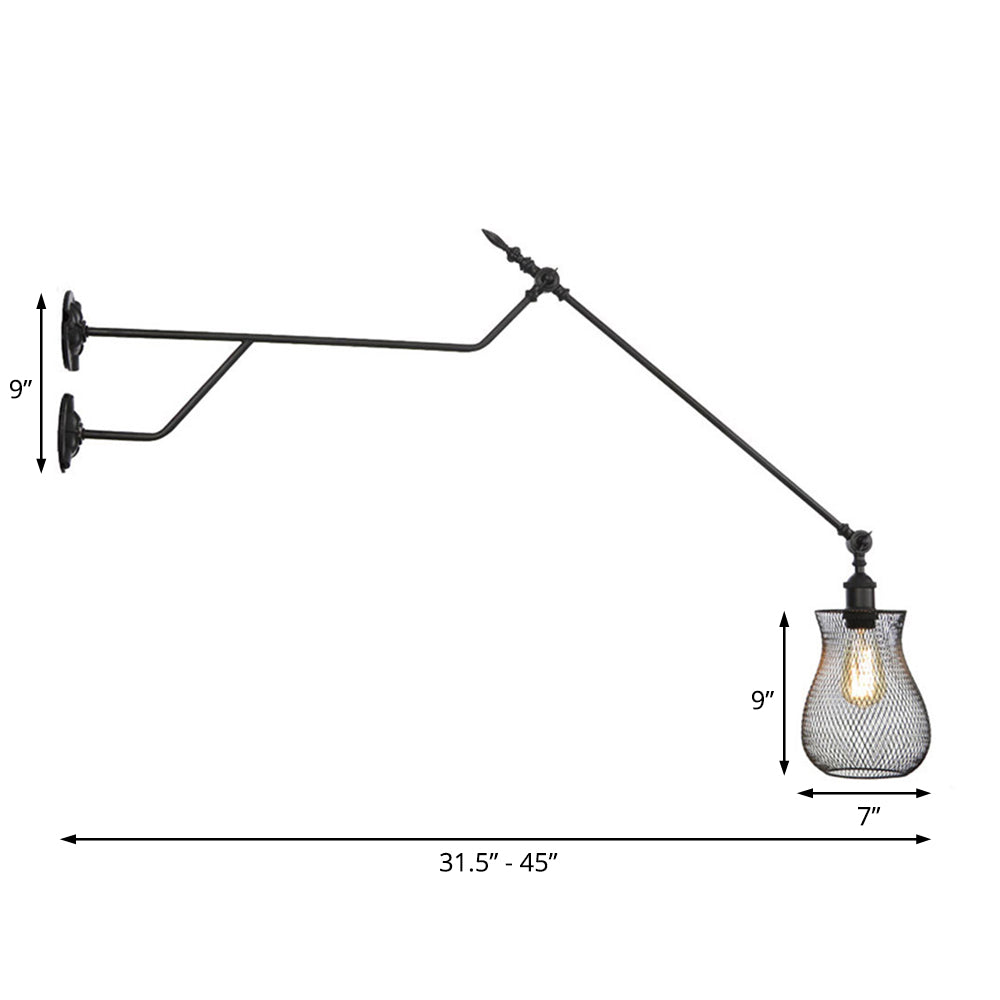 1 Light Metal Wall Lamp Industrial Black Cylinder/Bottle Shade Indoor Sconce Light Fixture Clearhalo 'Art deco wall lights' 'Cast Iron' 'Glass' 'Industrial wall lights' 'Industrial' 'Middle century wall lights' 'Modern' 'Rustic wall lights' 'Tiffany' 'Traditional wall lights' 'Wall Lamps & Sconces' 'Wall Lights' Lighting' 207636