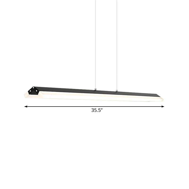 Rectangular Pendant Lighting Modern Acrylic Black/White LED Ceiling Lamp for Dining Room in Warm/White Light, 27.5"/35.5"/43" Wide Clearhalo 'Ceiling Lights' 'Modern Pendants' 'Modern' 'Pendant Lights' 'Pendants' Lighting' 207783