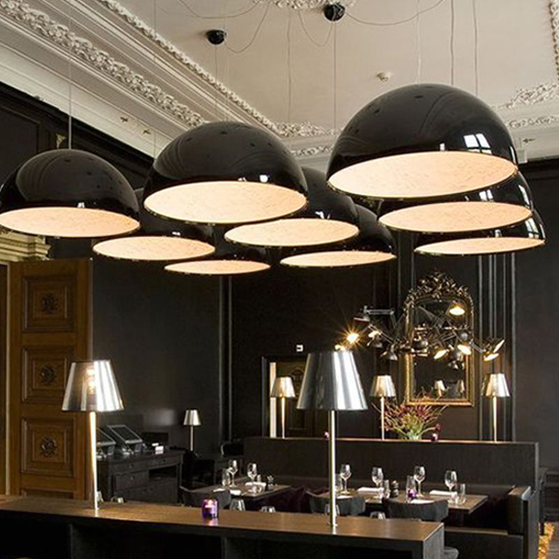 Dome Shade Pendant Lamp with Flower Pattern Inside Modern Metal 1 Light Gold/Coffee/Black Hanging Ceiling Light, 16"/23.5"/35.5" Wide Clearhalo 'Ceiling Lights' 'Modern Pendants' 'Modern' 'Pendant Lights' 'Pendants' Lighting' 208327