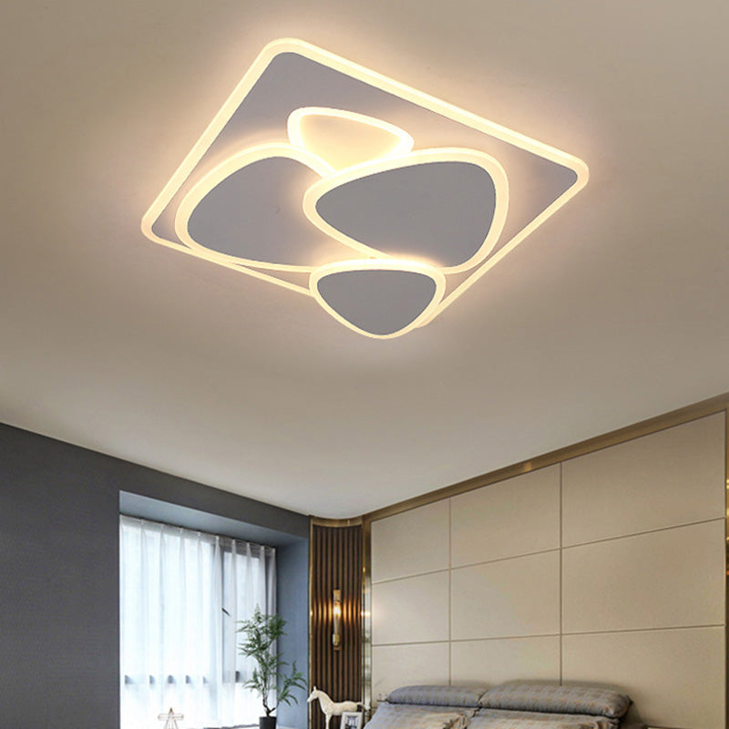 Grey Overlapping Ceiling Mounted Fixture Modern LED Metal Flush Mount Ceiling Lighting in White/Warm Light, 19.5"/38" Wide Grey 19.5" Clearhalo 'Ceiling Lights' 'Close To Ceiling Lights' 'Close to ceiling' 'Flush mount' Lighting' 208970