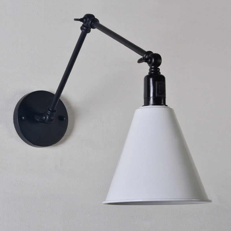 Cone Dining Table Wall Sconce Antique Stylish Wrought Iron 1 Head Black/White Wall Mount Light Clearhalo 'Art deco wall lights' 'Cast Iron' 'Glass' 'Industrial wall lights' 'Industrial' 'Middle century wall lights' 'Modern' 'Rustic wall lights' 'Tiffany' 'Traditional wall lights' 'Wall Lamps & Sconces' 'Wall Lights' Lighting' 209161