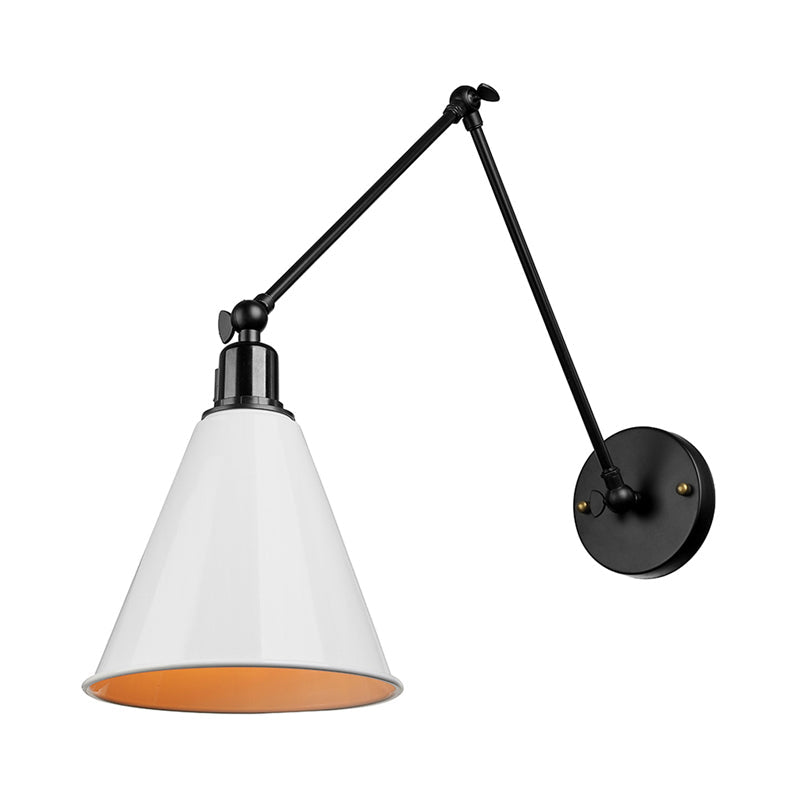 Cone Dining Table Wall Sconce Antique Stylish Wrought Iron 1 Head Black/White Wall Mount Light Clearhalo 'Art deco wall lights' 'Cast Iron' 'Glass' 'Industrial wall lights' 'Industrial' 'Middle century wall lights' 'Modern' 'Rustic wall lights' 'Tiffany' 'Traditional wall lights' 'Wall Lamps & Sconces' 'Wall Lights' Lighting' 209162