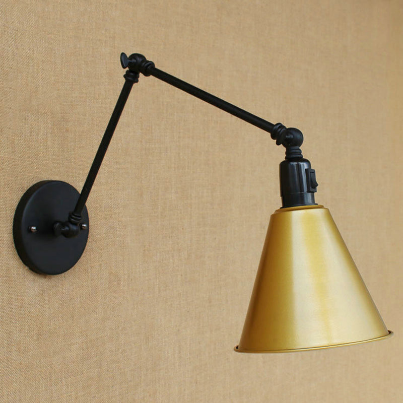 Cone Dining Table Wall Sconce Antique Stylish Wrought Iron 1 Head Black/White Wall Mount Light Clearhalo 'Art deco wall lights' 'Cast Iron' 'Glass' 'Industrial wall lights' 'Industrial' 'Middle century wall lights' 'Modern' 'Rustic wall lights' 'Tiffany' 'Traditional wall lights' 'Wall Lamps & Sconces' 'Wall Lights' Lighting' 209164