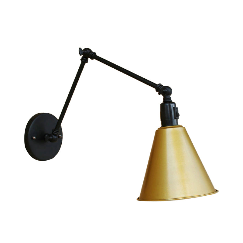 Cone Dining Table Wall Sconce Antique Stylish Wrought Iron 1 Head Black/White Wall Mount Light Clearhalo 'Art deco wall lights' 'Cast Iron' 'Glass' 'Industrial wall lights' 'Industrial' 'Middle century wall lights' 'Modern' 'Rustic wall lights' 'Tiffany' 'Traditional wall lights' 'Wall Lamps & Sconces' 'Wall Lights' Lighting' 209166