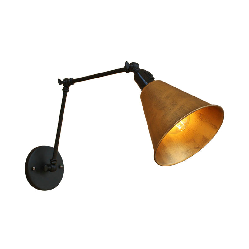 Cone Dining Table Wall Sconce Antique Stylish Wrought Iron 1 Head Black/White Wall Mount Light Clearhalo 'Art deco wall lights' 'Cast Iron' 'Glass' 'Industrial wall lights' 'Industrial' 'Middle century wall lights' 'Modern' 'Rustic wall lights' 'Tiffany' 'Traditional wall lights' 'Wall Lamps & Sconces' 'Wall Lights' Lighting' 209169