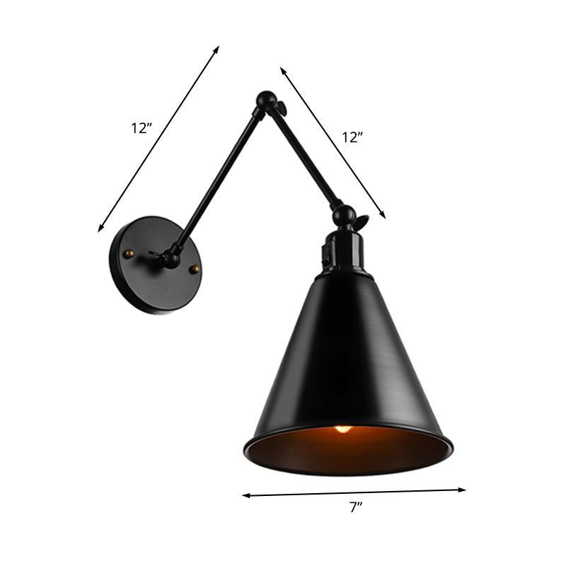 Cone Dining Table Wall Sconce Antique Stylish Wrought Iron 1 Head Black/White Wall Mount Light Clearhalo 'Art deco wall lights' 'Cast Iron' 'Glass' 'Industrial wall lights' 'Industrial' 'Middle century wall lights' 'Modern' 'Rustic wall lights' 'Tiffany' 'Traditional wall lights' 'Wall Lamps & Sconces' 'Wall Lights' Lighting' 209176