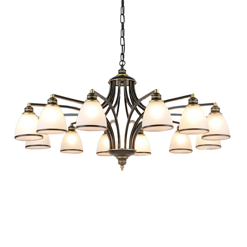Bell Shade Frost Glass Ceiling Lighting Traditional Living Room Chandelier Light Fixture Clearhalo 'Ceiling Lights' 'Chandeliers' Lighting' options 2091988