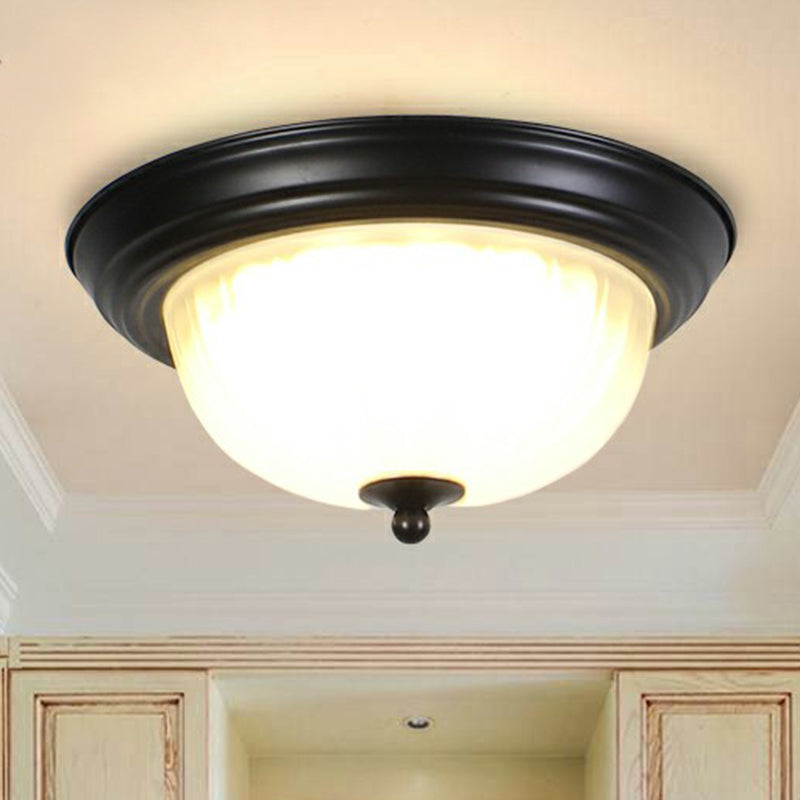 Inverted Bowl Frost Glass LED Flush Ceiling Light Vintage Living Room Flush Mount Lighting Fixture Clearhalo 'Ceiling Lights' 'Close To Ceiling Lights' 'Close to ceiling' 'Flush mount' Lighting' 2092285