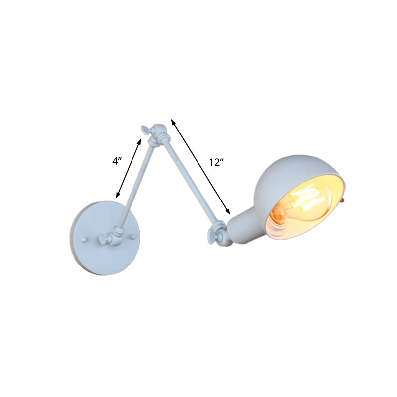 1 Bulb Sconce Light Retro Style Swing Arm Metallic Mini Wall Lamp in White for Study Room Clearhalo 'Art deco wall lights' 'Cast Iron' 'Glass' 'Industrial wall lights' 'Industrial' 'Middle century wall lights' 'Modern' 'Rustic wall lights' 'Tiffany' 'Traditional wall lights' 'Wall Lamps & Sconces' 'Wall Lights' Lighting' 209315